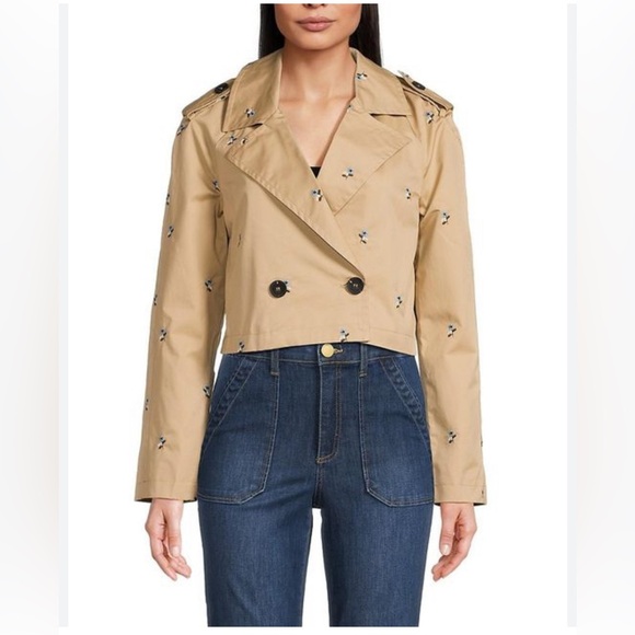 7 For All Mankind Jacket Cropped Trench - Picture 1 of 6